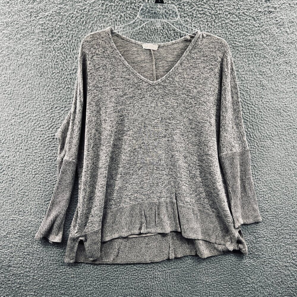 Olivia‎ Rae Womens Top Large Heather Gray Pullover Long Sleeve Shirt